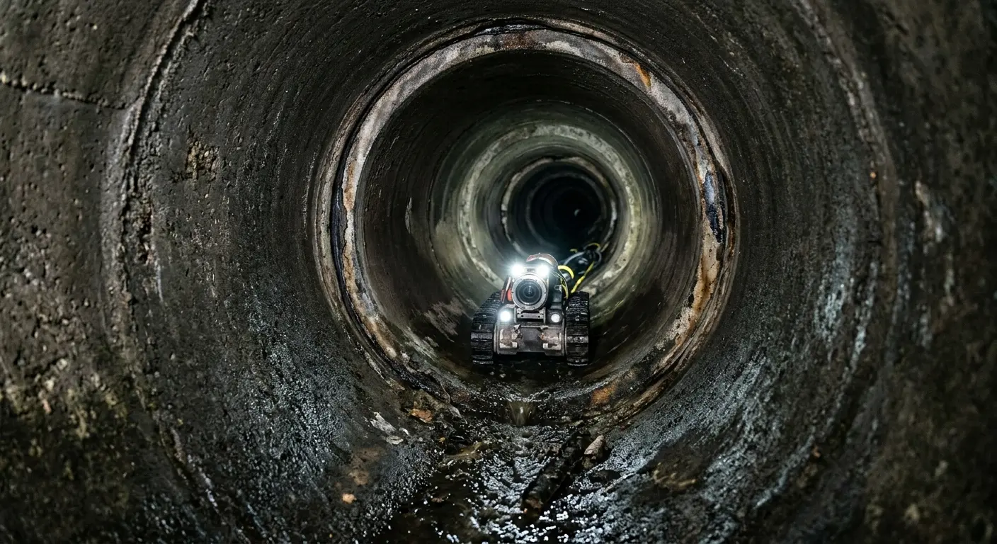 Robotic sewer camera inspecting pipe interior for Sewer Line Cleaning in Silver Lake